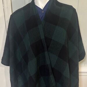 Plaid Green and Black Women's Poncho